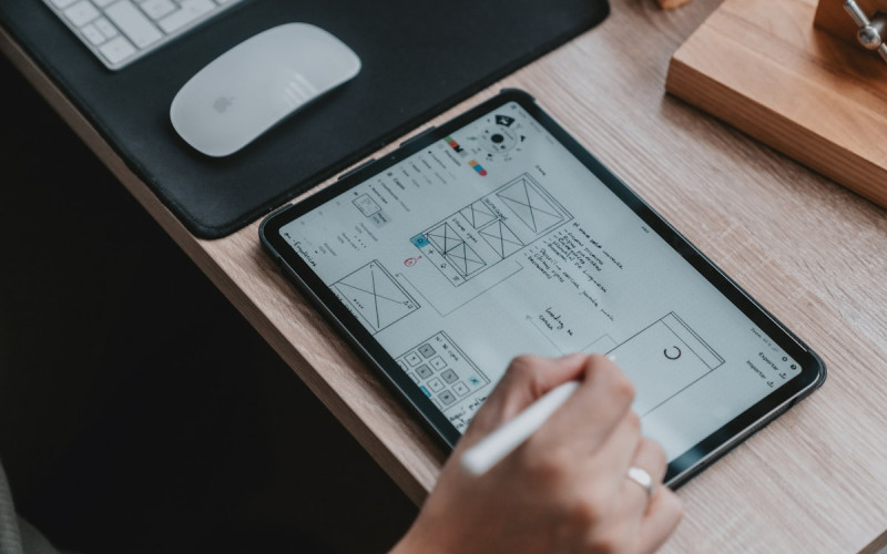 Logo design sketches on paper